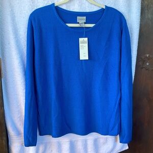 Chico’s Apparel Pebble Stitch L/S Pullover Brilliant Blue; NWT; M/8